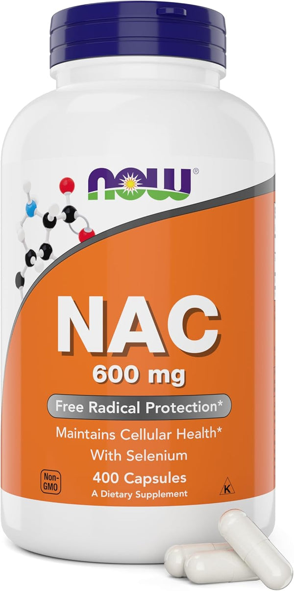 Now NAC 600 mg - 400 Veg Capsules, N-Acetyl Cysteine with Selenium