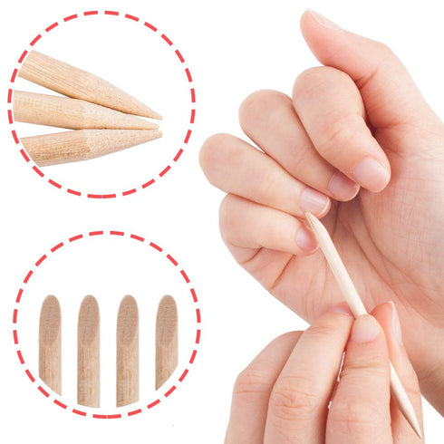 Sowaka 50 Pcs Orange Wood Sticks, Natural Double-Sided Mini Cuticle Pusher Remover Tool Kit for Manicure