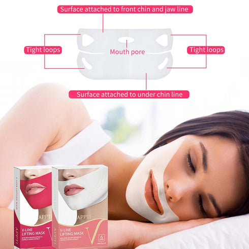 V Shape Face Mask, Firming Double V Line Lifting Mask for Women & Men, 6 Pieces