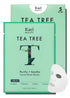 Rael Face Mask Skin Care, Tea Tree Facial Sheet Mask, Korean Skincare with Tea Tree Oil and Fruit Extracts, 5 Sheets