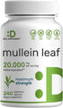 DEAL SUPPLEMENT Mullein Leaf Extract 20,000mg, 240 Veggie Capsules – Natural Lung Detox Herbal Supplement