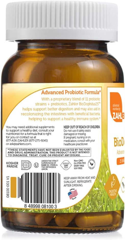 Advanced Nutrition by Zahler Probiotic Nutritional Supplement Capsules, 25 Billion Live Culture, 120 Capsules