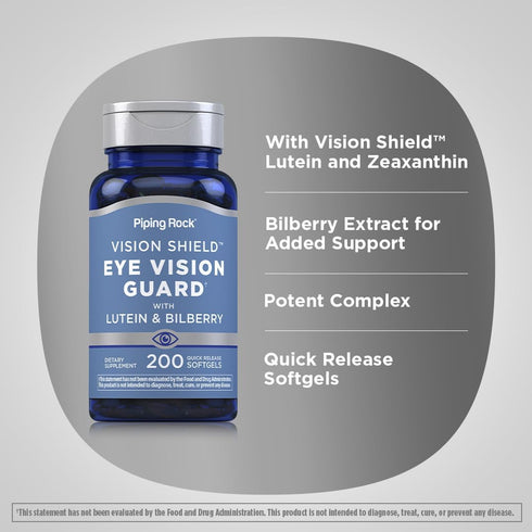 Piping Rock Lutein and Zeaxanthin Supplements, 200 Softgels, Eye Vision Vitamins Complex