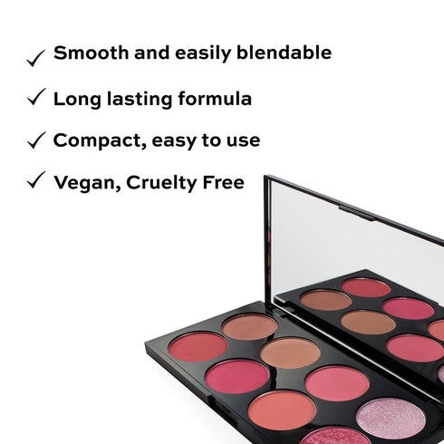 Makeup Revolution Ultra Blush Palette, Sugar & Spice, 8 Shades, Bronzer & Highlighter, 13g, Vegan