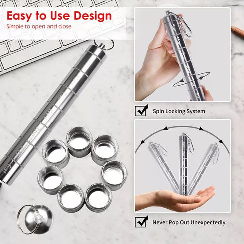 Small Portable Pill Case Keychain for Travel, KANCOKIT Pill Organizer Box, Waterproof Tablet Container Weekly Medicine