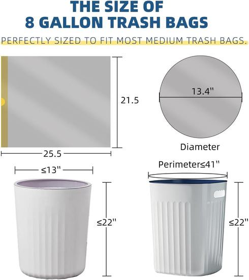 8 Gallon Drawstring Trash Bags, 45 Count, Garbage Bags for Bathroom, Bedroom, Office Wastebasket Liners