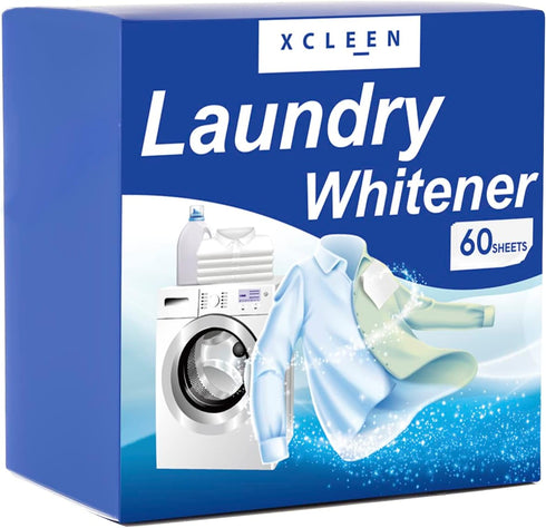 Laundry Whitener Sheets, 60 Count, Chlorine Free, Fragrance Free Bleach for White Clothes