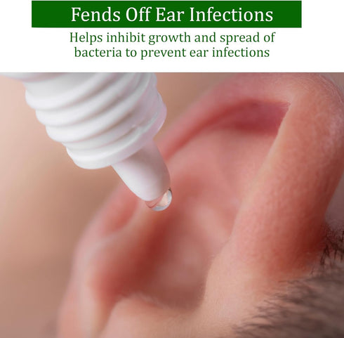 Organic Ear Oil for Ear Infection - Natural Eardrops for Pain, Swimmer's Ear & Wax Removal (0.5 Oz)