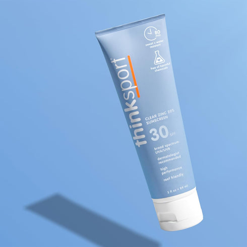 Thinksport Mineral Sunscreen SPF 30, 3 Fl Oz Water Resistant Clear Zinc Oxide, Vegan Reef Safe Broad Spectrum Sun Screen