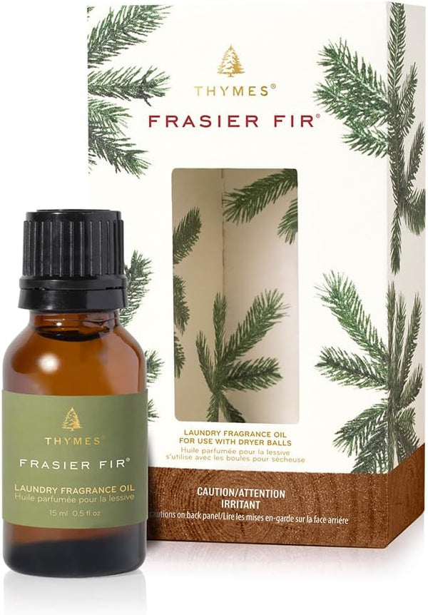 Thymes Frasier Fir Laundry Fragrance Oil for Dryer, Scented Laundry Supplies, 0.5 fl oz