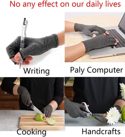 2 Pairs Arthritis Compression Gloves, Provide Support Warmth for Carpal Tunnel, Fingerless Compression Gloves
