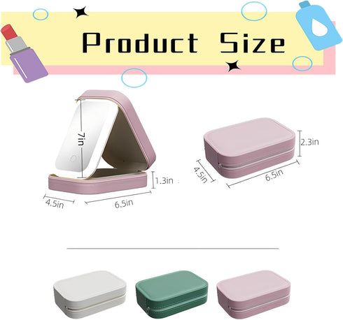 Travel Makeup Bag with LED Mirror, Small Organizer with Light, Pink Beautifect Box