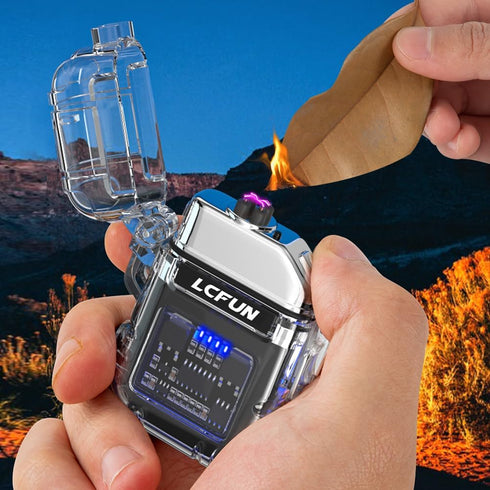 LcFun USB C Rechargeable Lighter - Waterproof Electric Plasma Arc Lighter with Battery Display for Camping