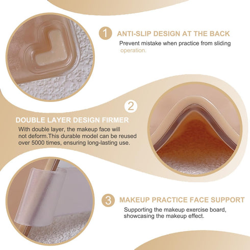 Makeup Practice Face Board, 3D Silicone Half Face for Eyelash and Eye Shadow Practice for Students and Beginners
