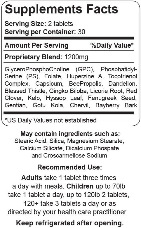 Neuro Care Nootropic Brain Health Supplement, 60 Tablets, Enhanced Mental Focus, Memory, and Clarity