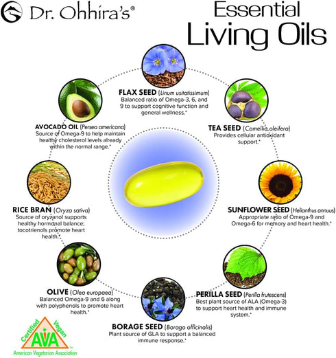 Dr. Ohhira's Vegan Omega 3, EFA, and Fish Oil Alternative, 60 Capsules