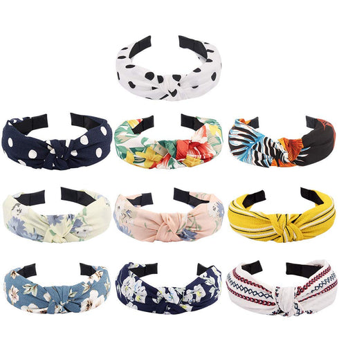 TOBATOBA 10 Pack Knotted Headbands for Women, Floral Bow Knot Twist Turban Headbands