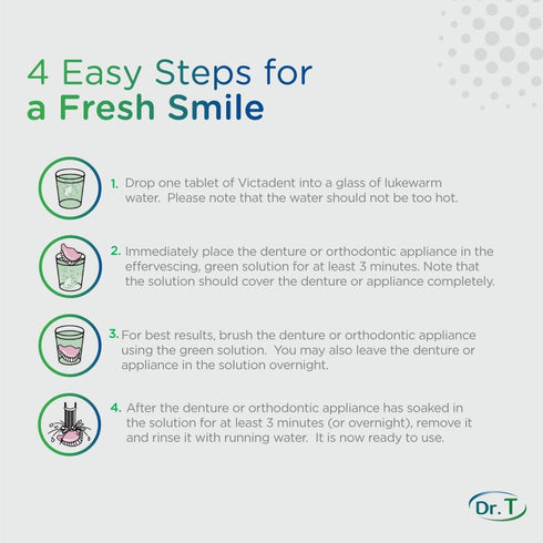 Victadent Denture, Retainer & Mouth Guard Cleanser Tablets, 24 Count