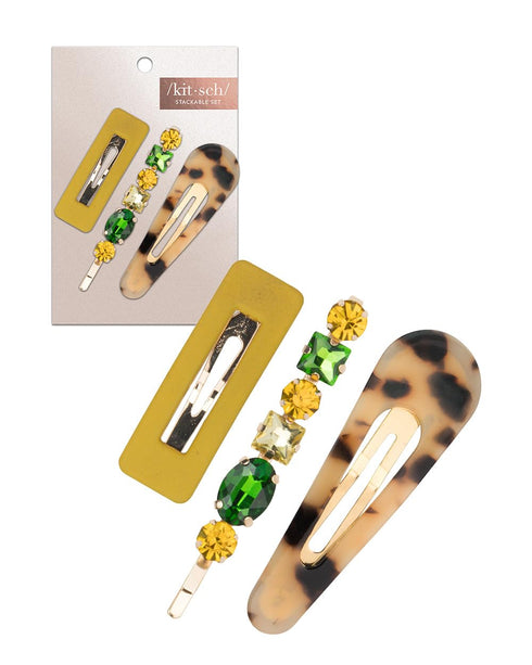 Kitsch Stackable Hair Clips for Women, Fashion Acrylic Hair Accessories, Large Hair Clip for Thick & Thin Hair, 3pcs