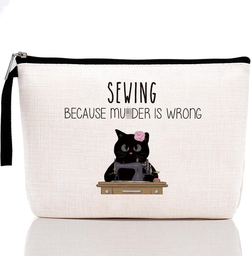 Sewing Gift for Women, Quilter Gifts, Unique Humor Novelty Sarcasm Makeup Bag - Because M is Wrong