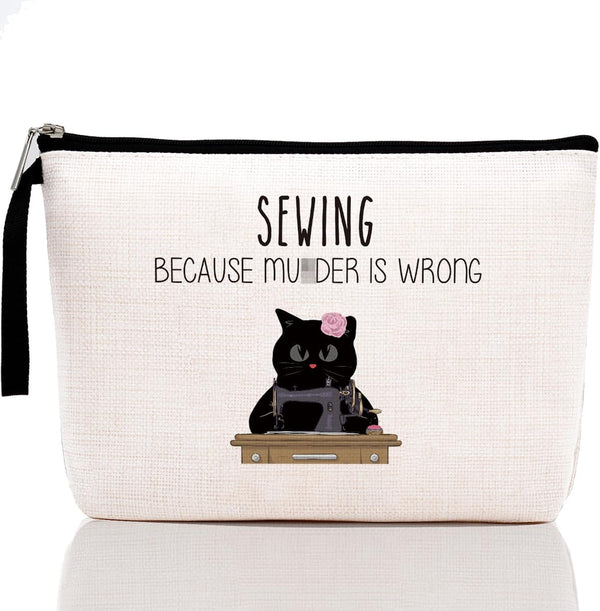 Sewing Gift for Women, Quilter Gifts, Unique Humor Novelty Sarcasm Makeup Bag - Because M is Wrong