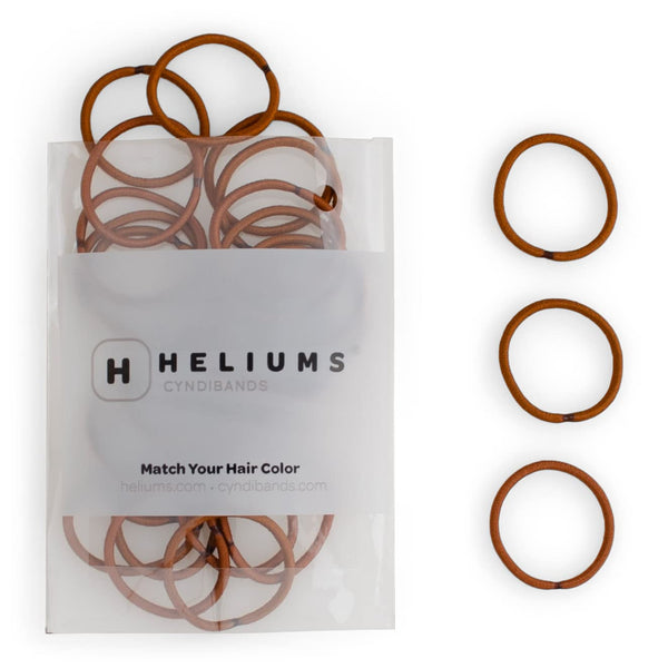 Heliums Small Hair Ties - Copper No Damage Mini 1 Inch Reusable Elastics for Thin Hair, 48 Count