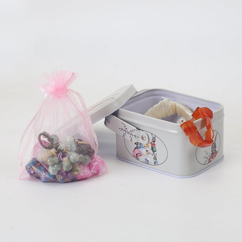 HRX Package 100pcs Pink Organza Bags, 4 x 6 Inches Wedding Christmas Favors Gift Drawstring Jewelry Pouches