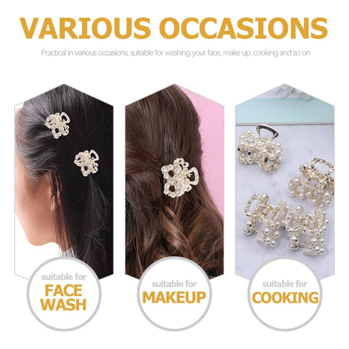 Mobestech 6pcs Hair Clips, Pearl Claw Clips with Rhinestones, Hair Barrettes for Women & Girls Hair Styling