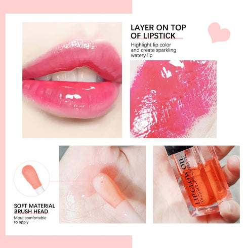 Hydrating Lip Glow Oil, Plumping Lip Gloss, Moisturizing Lip Balm, Natural Lip Plumper, Cherry Lip Plumper Gloss