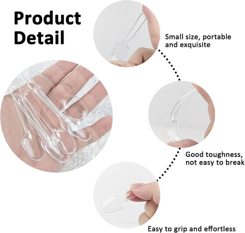 500PCS Clear Plastic Cutlery, Disposable Small Spoons for Tasting Dessert, Jelly, Ice Cream, Cake