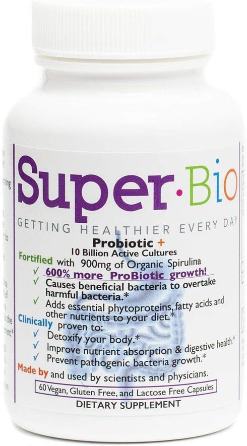 SuperBio Probiotic with Organic Spirulina, Supports Digestive Balance & Daily Wellness
