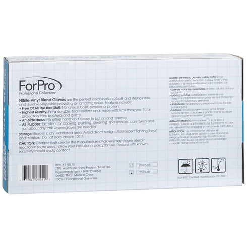 ForPro Professional Collection Disposable Nitrile Vinyl Blend Gloves, 4 Mil Extra Protection, 100-Count