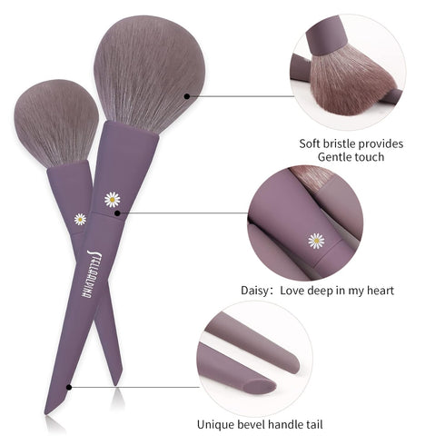 MSQ Make Up Brushes, 10Pcs Makeup Brush Set with Foundation, Blending, and Eyeshadow Brushes, Synthetic Hair, Purple