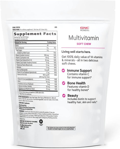 GNC Womens Multivitamin Soft Chew - Mixed Fruit