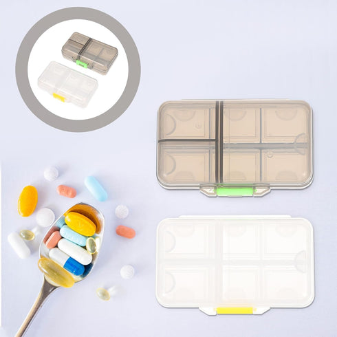 SOPOTUTU 2pcs, 9-Compartment Portable Medicine Organizer Box Weekly Pill Container, Large Capacity Travel Medicine Case
