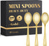 Kucoele 100 Pack Gold Mini Plastic Spoons - 4 Inch Heavy Duty Disposable Small Dessert Spoons