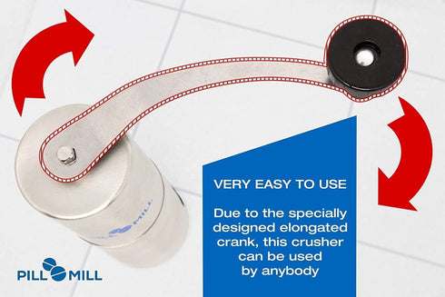 Pill Mill Pill Crusher - Crushes Multiple Tablets to Fine Powder - Metal Pill Grinder for Travel and Pets