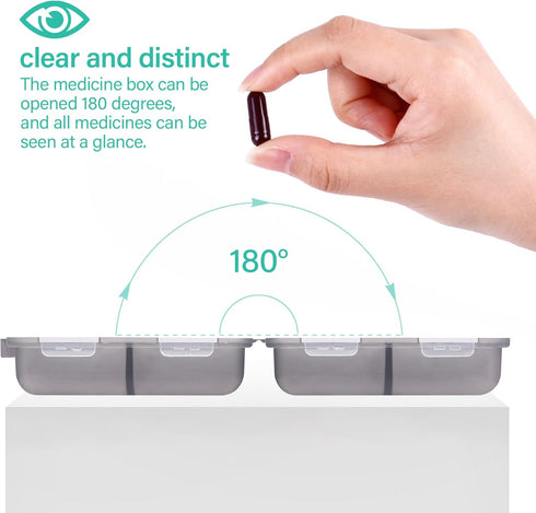 Teikou 8 Travel Pill Organizer Small Grid Compartments Pill Holder Box - Portable Medicine Container Case - Daily