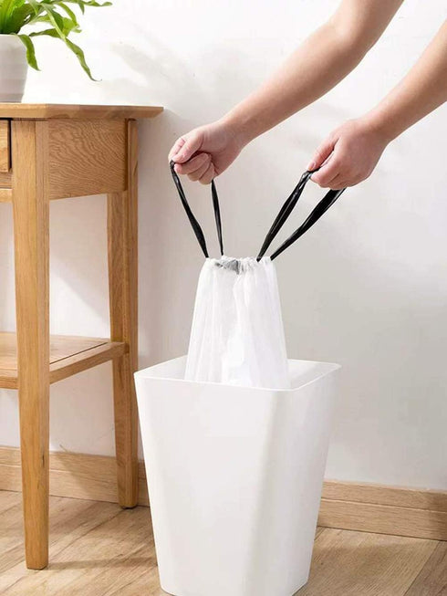 10 Gallon DrawString Strong Trash Bags - Garbage Bag (90 Bags), White