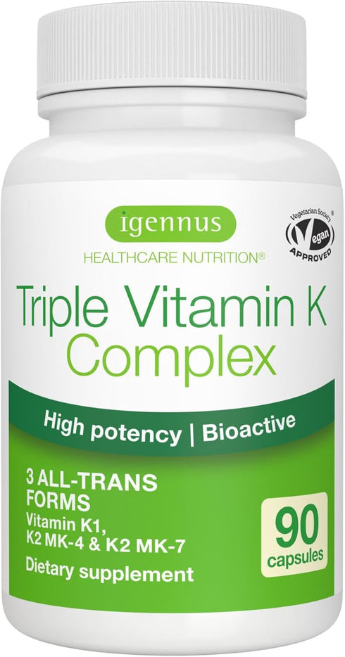Igennus High Potency Vitamin K Complex, K1 & K2 (MK-4 & MK-7),