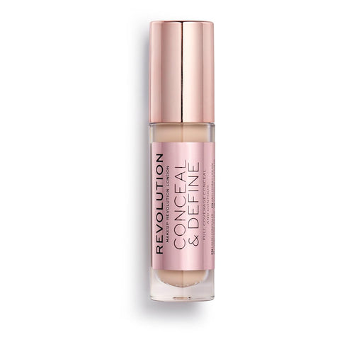 Revolution Conceal & Define Concealer, Full Coverage Lightweight, Long-Lasting Matte Finish, Vegan, C3 Fair to Light