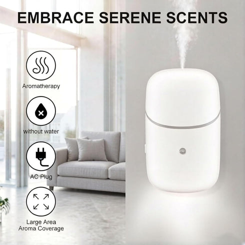 Waterless Essential Oil Diffuser, Cold Waterless Diffuser with Low/High Switch, Plug in Diffuser with Night Light