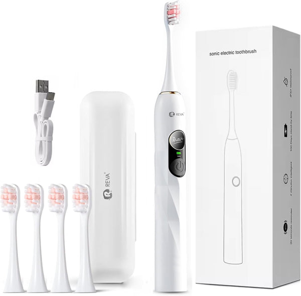 Reva V3 Sonic Electric Toothbrush for Adults, Dual Display, 5 Modes, 200-Day
