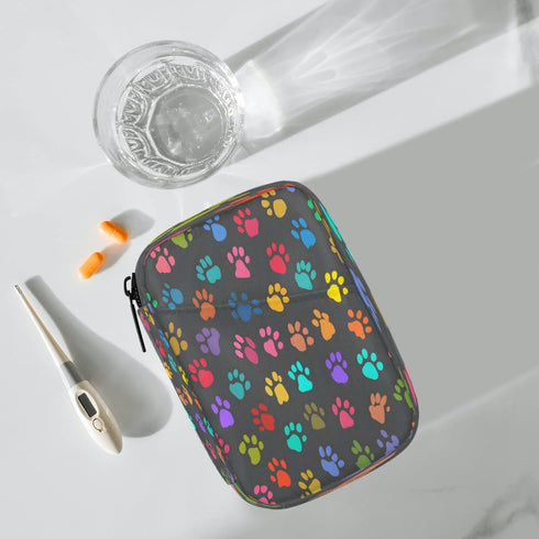 Skerhhux 7 Colorful Paw Art Pill Case Travel Pill Organizer Weekly Day Portable with Zipper Medicine Box Pill Case