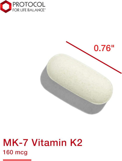 Protocol MK-7 Vitamin K2 160mcg, VIT K Supplement, 60 Tablets