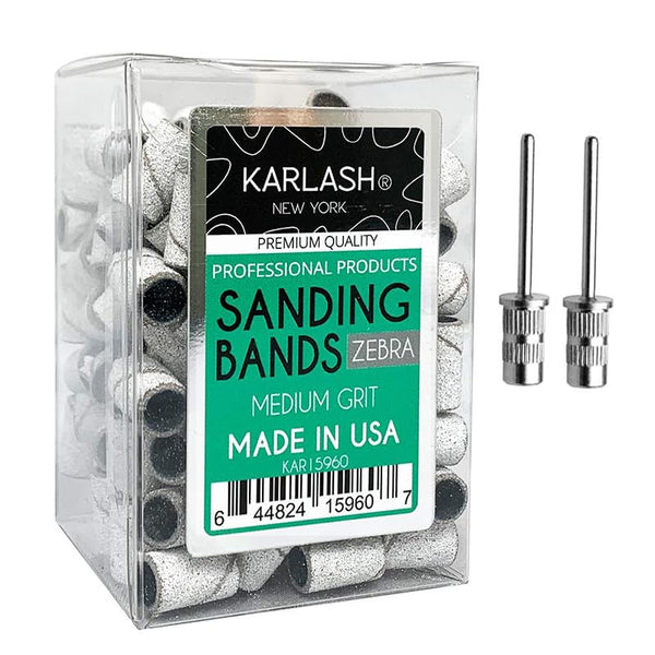 Karlash Professional Nail Sanding Bands - Zebra Medium Grit File + Free 2 Mandrel (1 Pack)