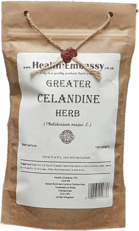 Health Embassy Greater Celandine Herb | Chelidonium Majus L | Herbal Tea (100g)