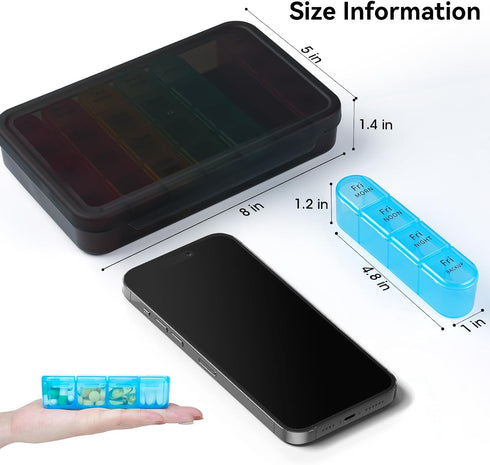 Daviky Pill Organizer 4 Times a Day, 7 Day Pill Box, Large Weekly Medicine Organizer for Travel with Removable