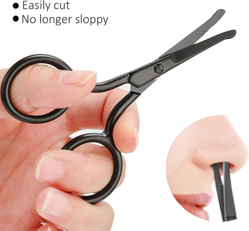 Nose Ear Facial Scissors - Rounded Tip Grooming Scissor Trimmer for Men, Moustache, Beard, Eyebrow