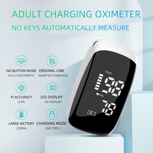Pulse Oximeter, Fingertip Blood Oximeter, Rechargeable for Accurate Rapid SpO2 Readings, Outdoor Sports